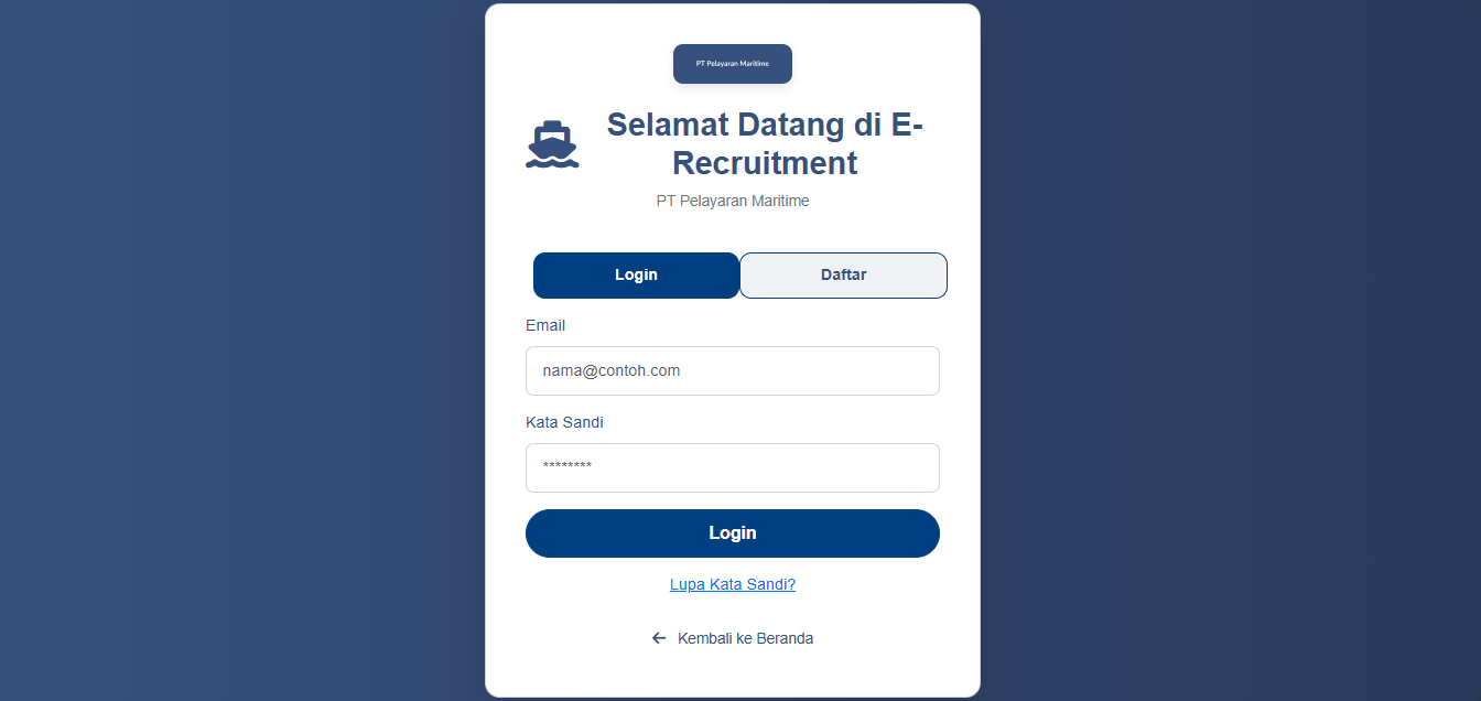 Sistem E-Recruitment Crew PT Pelayaran Maritime